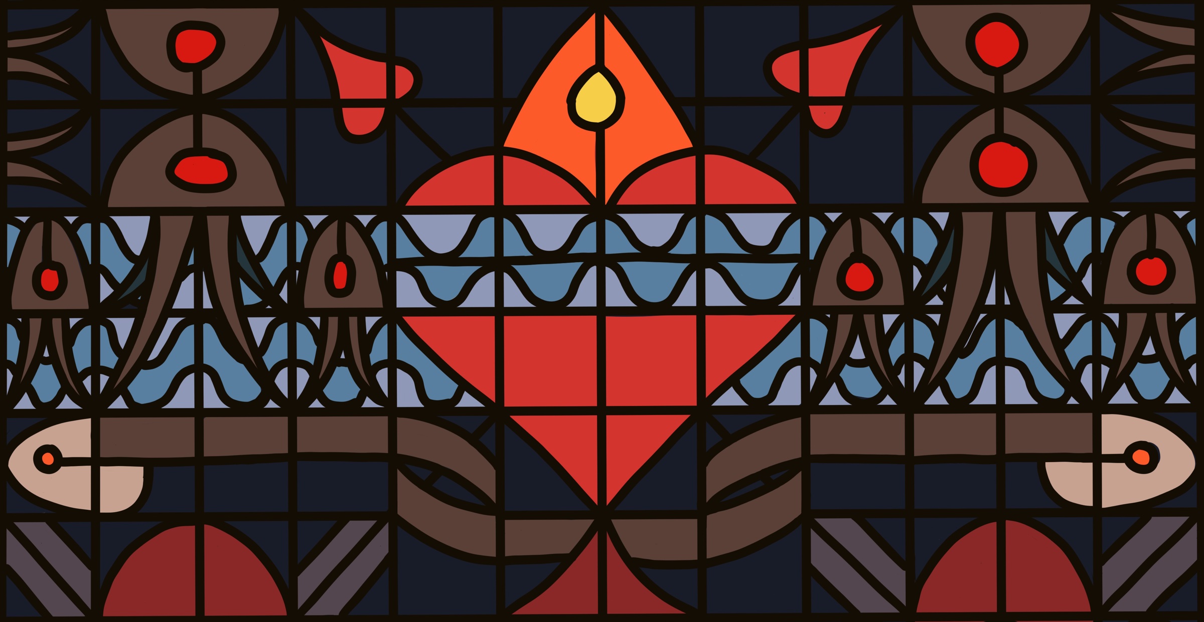 Design for the Ocean – stained-glass ocean illustration